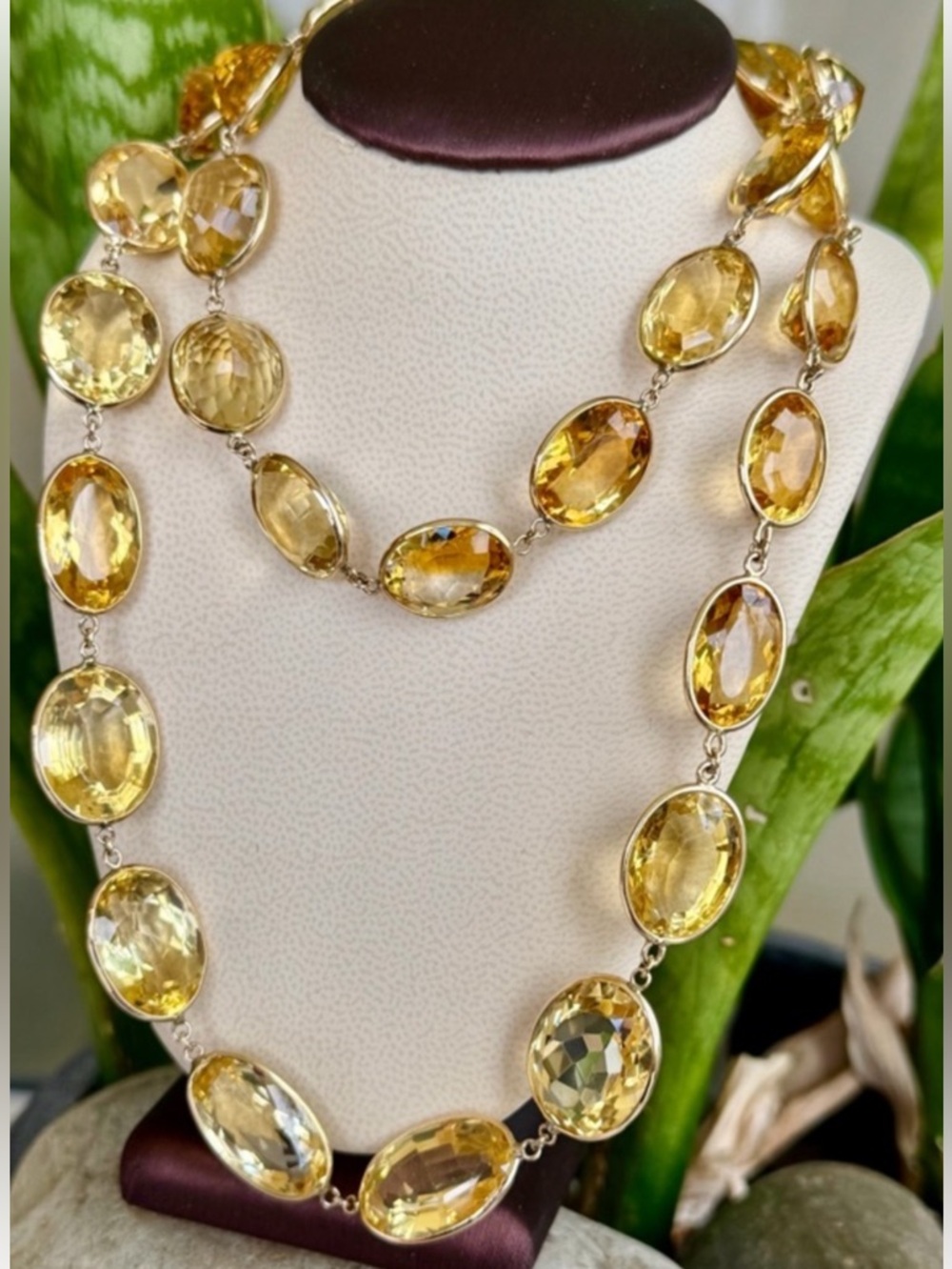 14 karat gold and 307 carat citrine necklace